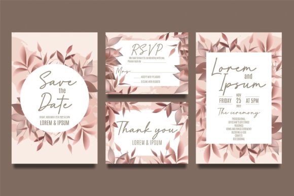 Elegant Autumn Wedding Invitations: Brown Leaf Design