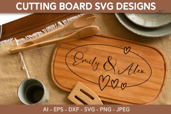 Elegant Cutting Board SVG PNG Wedding Monogram Designs