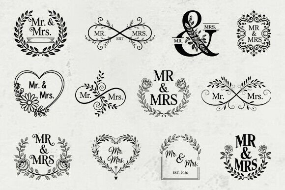 Elegant Mr and Mrs Wedding Monogram SVG Bundle for Designers