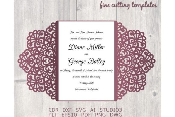 Elegant Rustic Wedding Invitation SVG for Cricut
