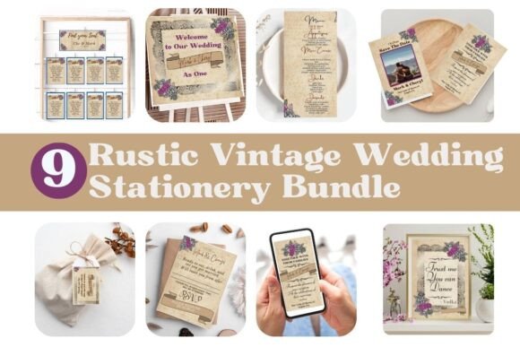 Elevate Your Wedding Aesthetic with a Vintage Rustic Signs Bundle
