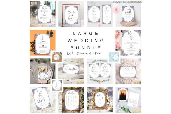 Large Wedding Invitation Set Template 2: A Cohesive Design System