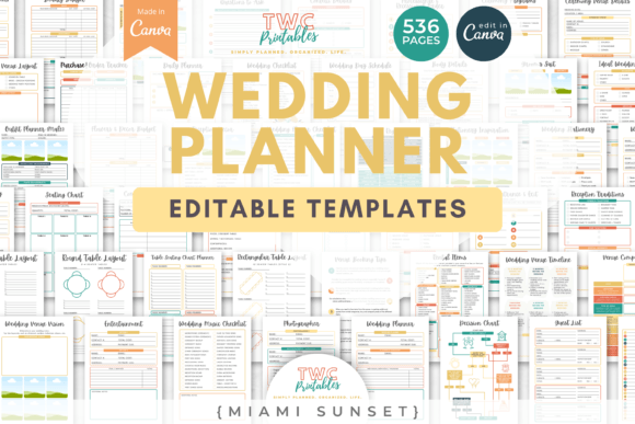 Wedding Planner Canva Templates | MIAMI: Design Your Dream Day