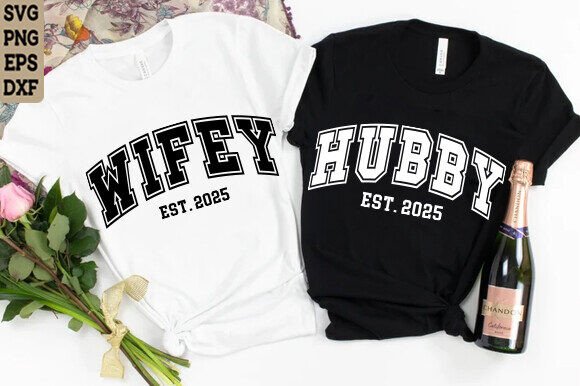 Wedding SVG, Hubby Wifey 2025 SVG PNG: Modern Design Assets