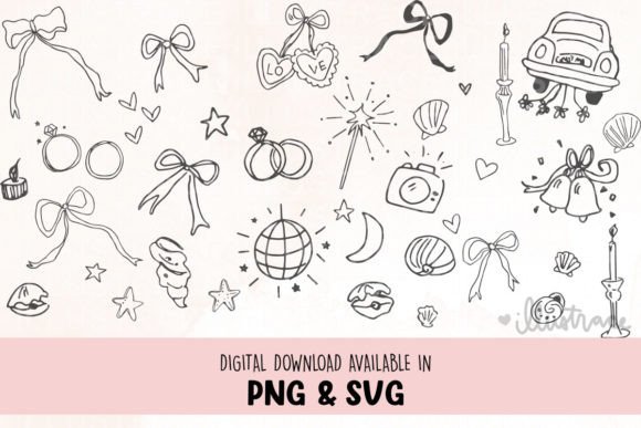 Whimsical Wedding Icon: Hand Drawn Charm for Invitations
