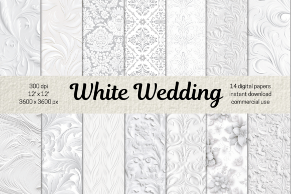 White Wedding Digital Paper Bundle: Elevate Your Design Aesthetic